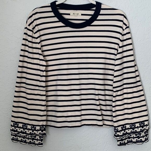 MADEWELL White/Blue Cotton Tunic Size S - Picture 1 of 10